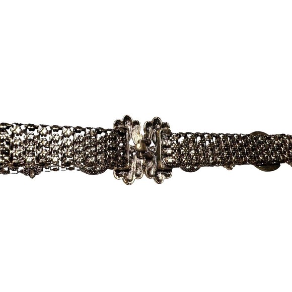 Vintage 90s womens belt ornate filigree bronze art deco size small maximalist